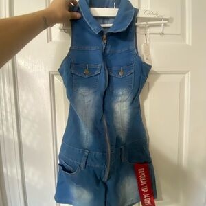 Blue Denim Sleeveless Romper